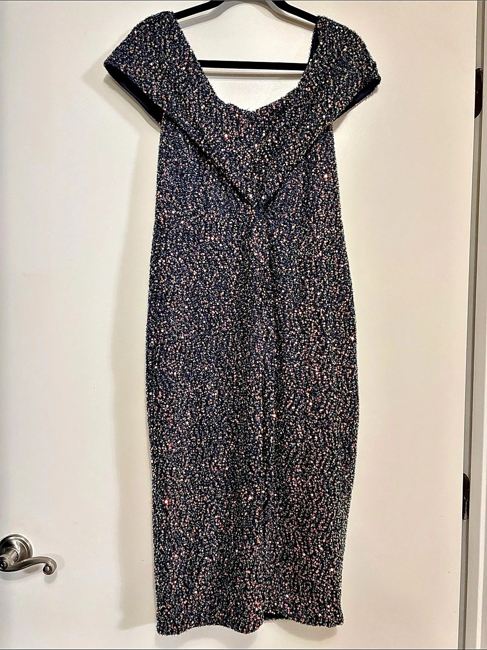 Sequin Midi Dress in Black & Multicolor Like New